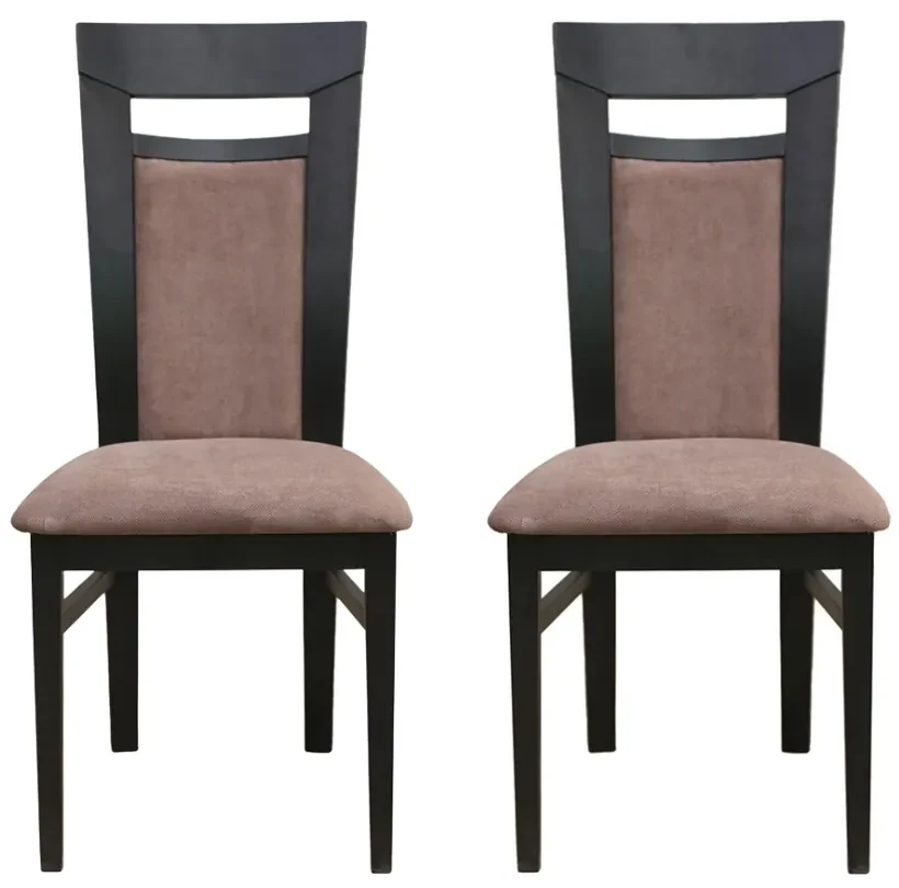 Set 2 scaune dining din lemn de fag Portofino, cadru wenge, textil Solo 25