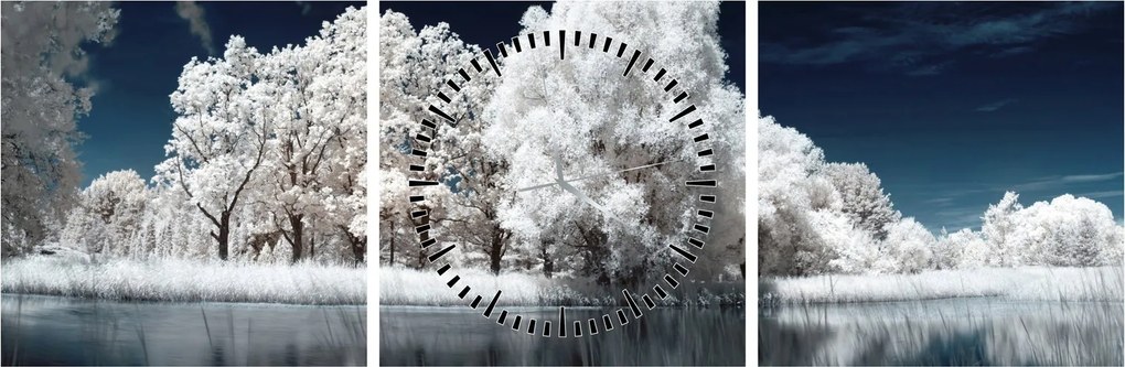 Tablou - Albă ca Zăpada Albă ca Zăpada Copaci (cu ceas) (90x30 cm)