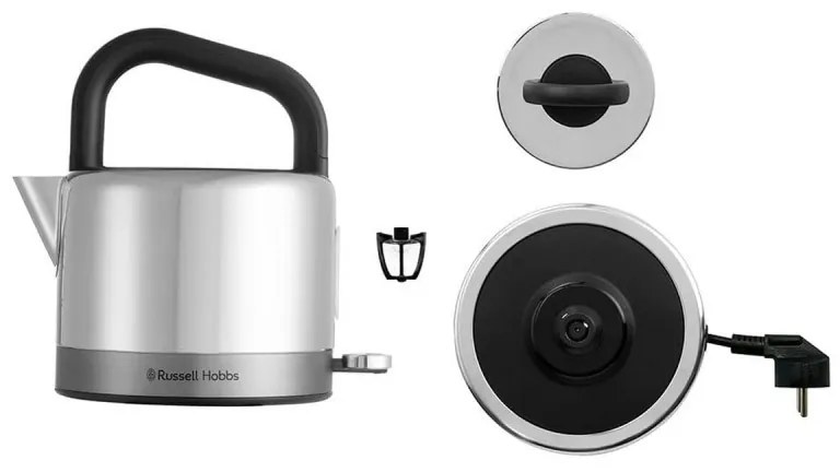Cana electrica Russell Hobbs Distinctions Titanium 26422-70, 2400W, 1,5 l, Fierbere rapida, Filtru lavabil anti-calcar, Baza 360°, Protectie, Inox/Titaniu
