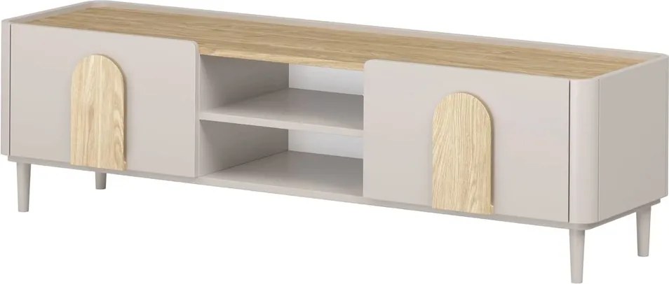 Comodă TV Amilio 170 cm cu sertar - cashmere / stejar uleiat / mânere stejar deschis