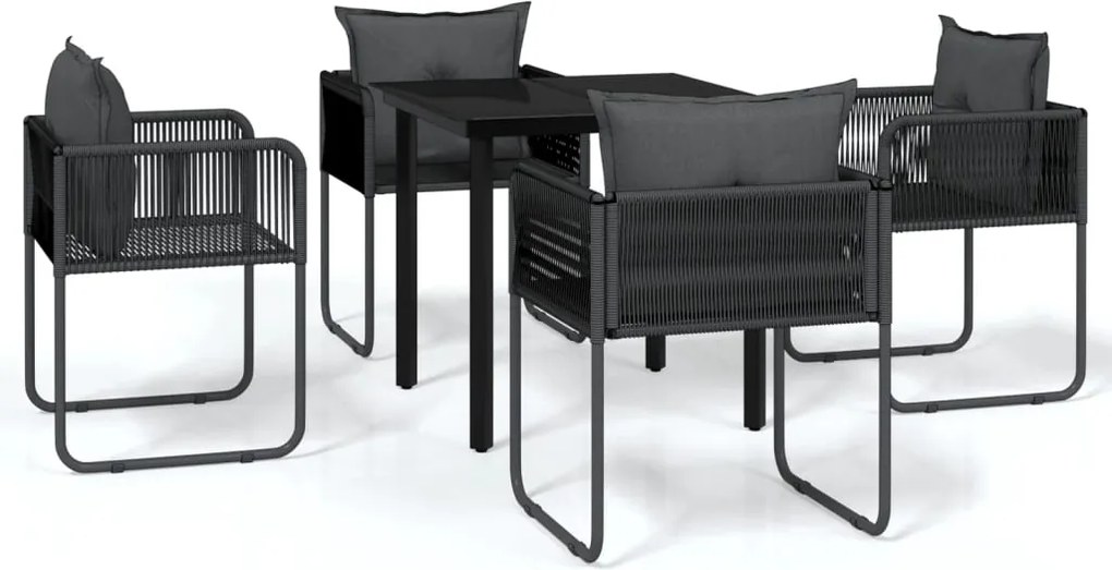 vidaXL Set de servit masa pentru grădină, 5 piese, negru