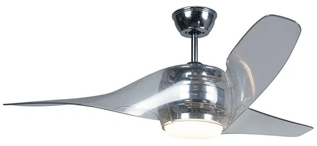 Ventilator de tavan cromat cu LED cu telecomandă - Sirocco 50
