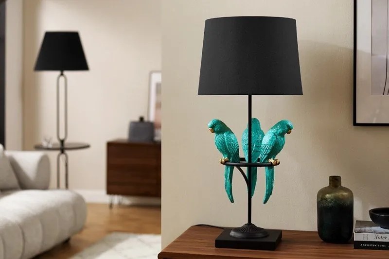 Veioza, Lampa de masa Wildlife Papagal 75cm, turcoaz