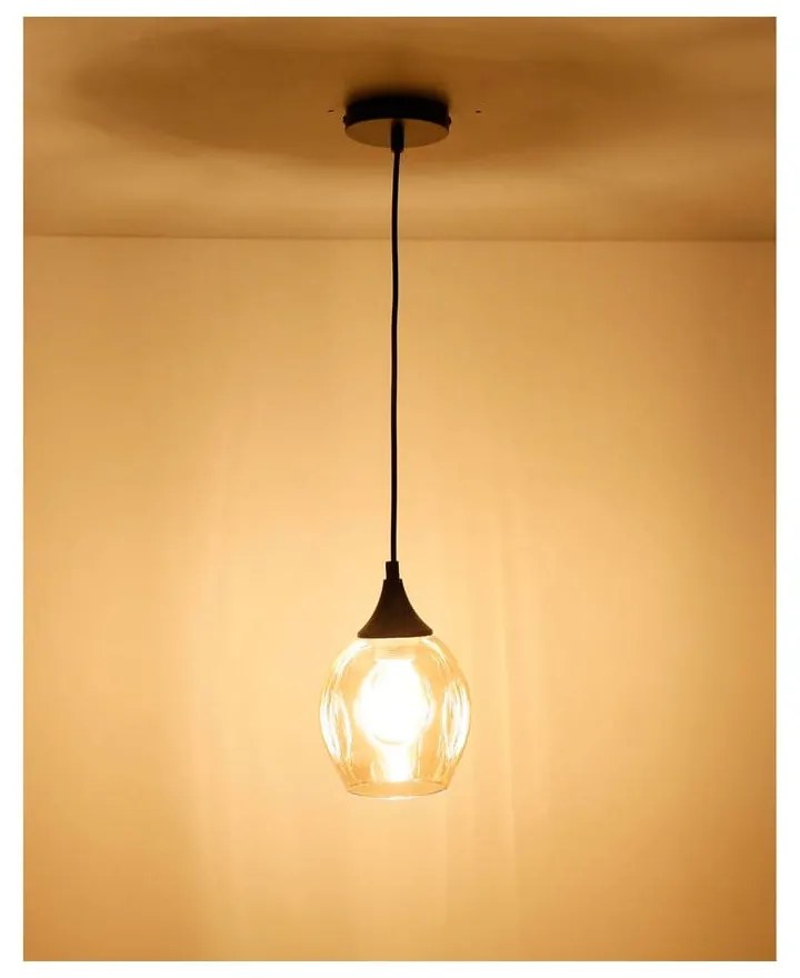 Lustră neagră cu abajur din sticlă ø 14 cm Aspa – Candellux Lighting