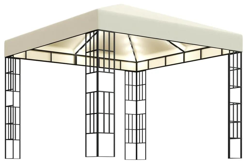 Pavilion cu sir de lumini LED, crem, 3x3 m Crem, 3 x 3 m