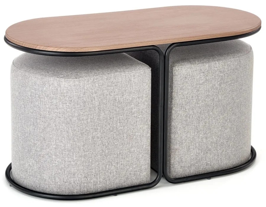 Set masuta cafea si 2 tabureti Pampa nuc/gri