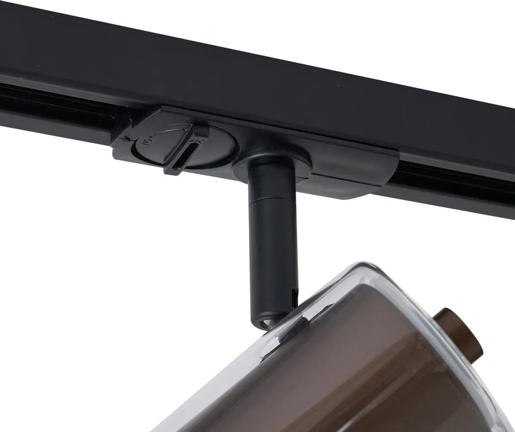 Sistem de iluminat pe șină modern negru cu 3 spoturi bronz închis monofazate - Iconic Lloyd