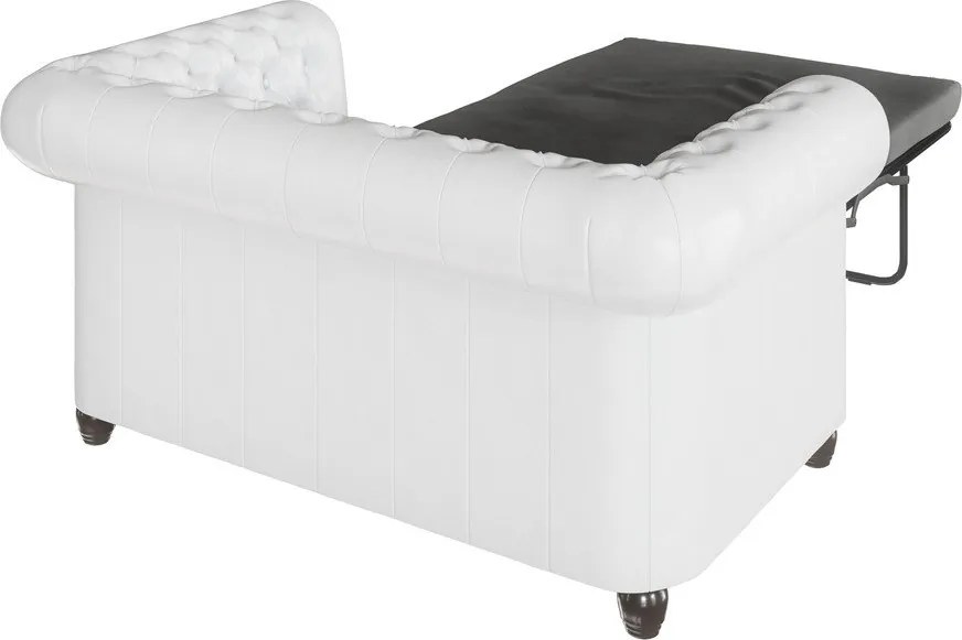 Canapea albă extensibilă cu tapițerie din imitație de piele 148 cm York – Ropez