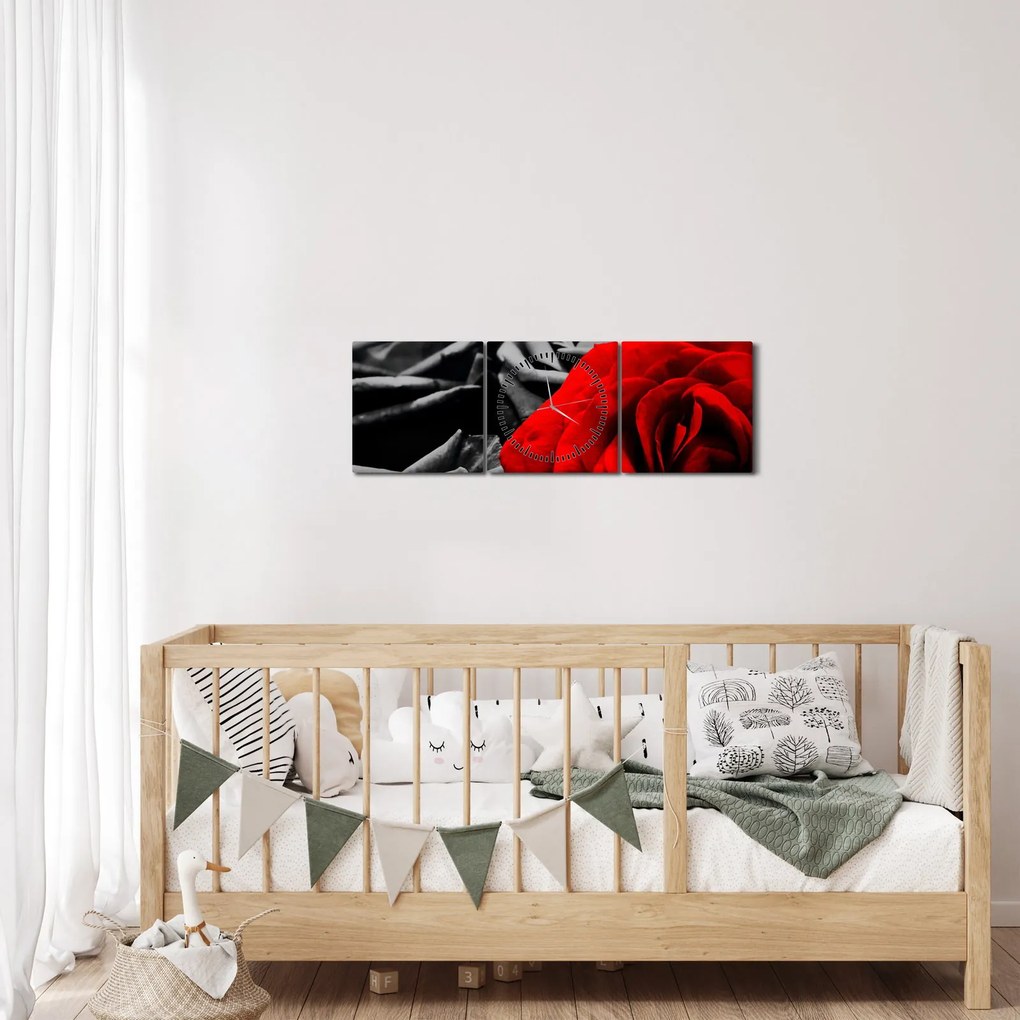 Tablou - Flori de trandafir (cu ceas) (90x30 cm)