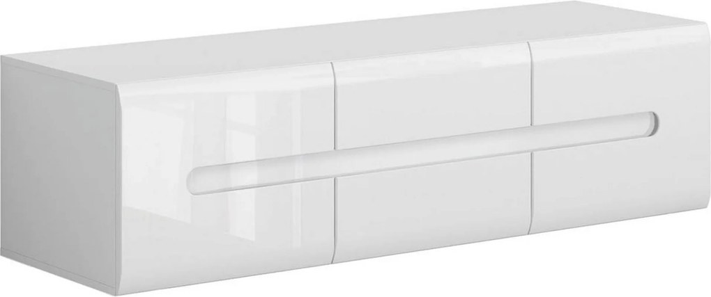 Comoda TV AZTECA TRIO, alb lucios, PAL, 150x47x43 cm