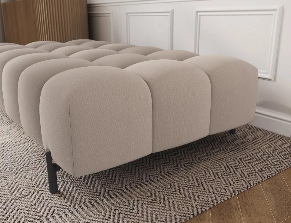 Taburet Tapitat cu Picioare Ferivo, beige plush – Sola 18