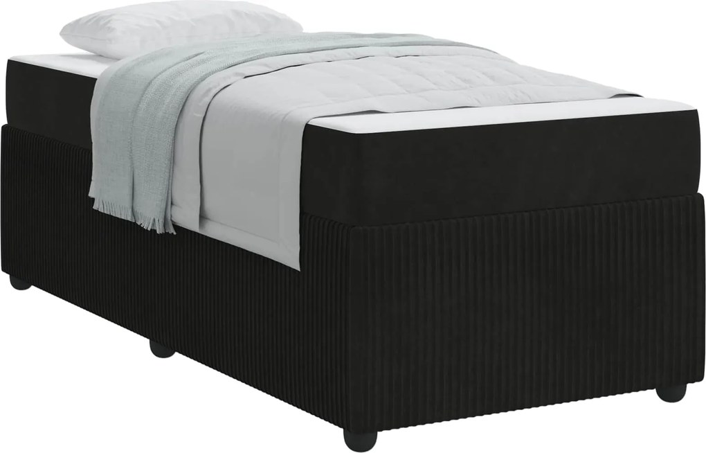 vidaXL Cadru de pat cu saltea Negru 90 x 190 cm țesătură