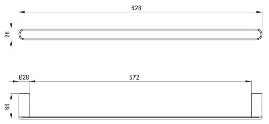 Deante ADR_0621 - Suport pentru prosoape montat pe perete ROUND, 62,8 cm, crom lucios