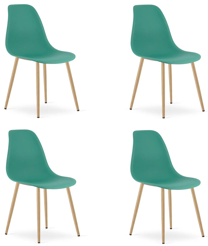 Set 4 Scaune Bucatarie/Dining Velo Plus Verzi Picioare Metalice Finisaj Lemn
