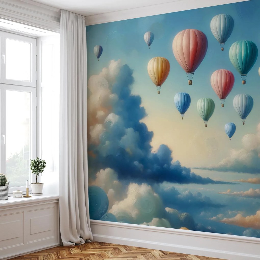 Fototapet - Balon în nori (147x102 cm)