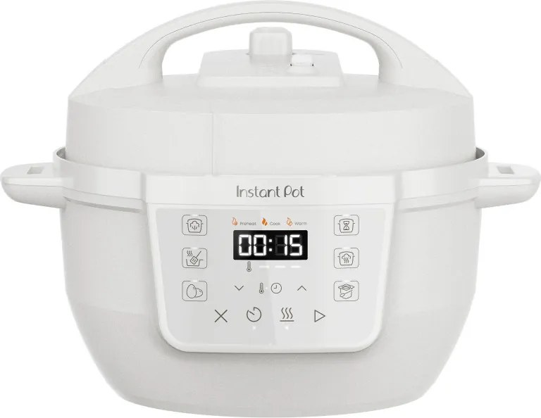 Resigilat: Multicooker Instant Pot Classic Mini 140800801, 800 W, 3,8 l, 7 programe, Butoane „Favorite”, Ecran LCD, Otel inoxidabil, Alb