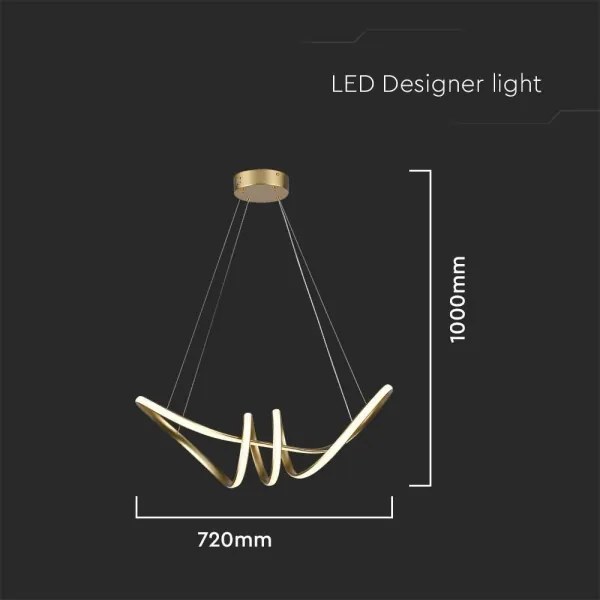 Lustră LED pe cablu LED/24W/230V 3000K auriu