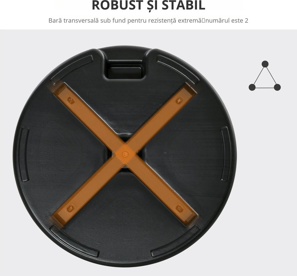 Outsunny Bază de Umbrelă Rotundă din Plastic Rezistent 30kg, Ø55x14cm, Ideală pentru Stabilitate, Ușor de Mutat, Negru | Aosom Romania