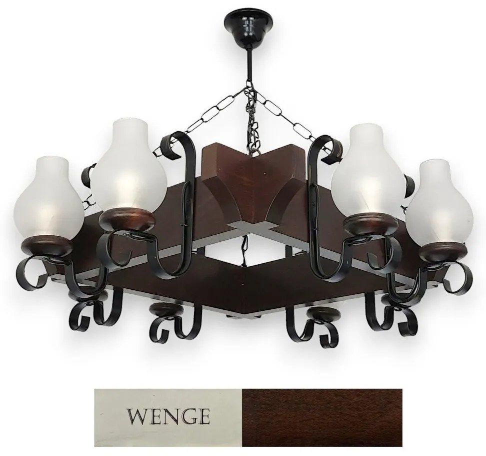 Candelabru rustic fabricat manual din lemn dim.67x67cm, 8 brate Queen WOOD-QU-SP8