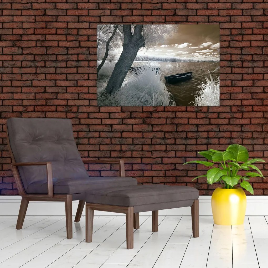 Tablou cu barca pe lac (90x60 cm)