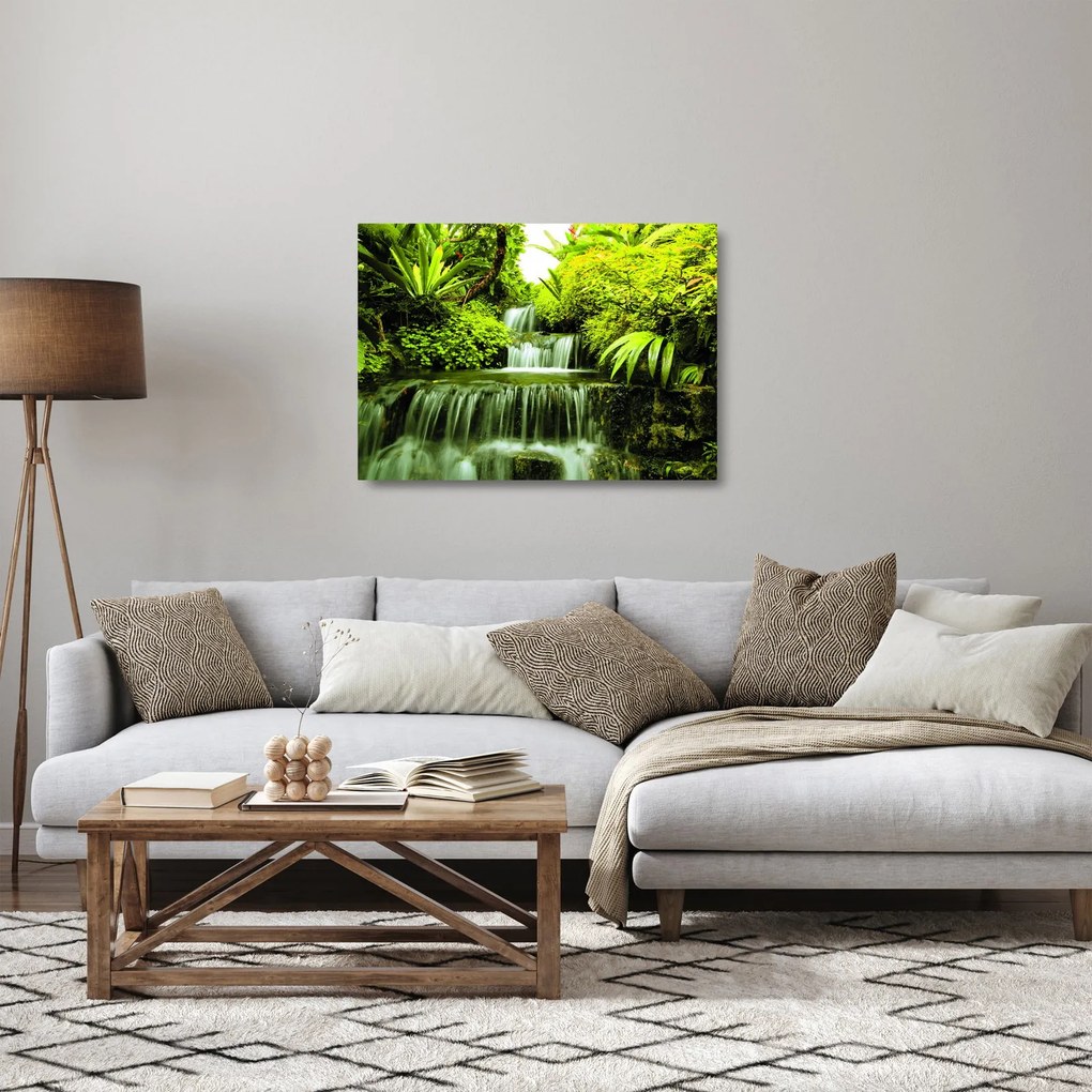 Tablou pe sticlă - Cascade indoneziene (70x50 cm)