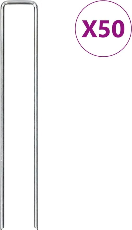 vidaXL Țăruși de pământ în formă de U 50 buc. 20x4 cm oțel galvanizat