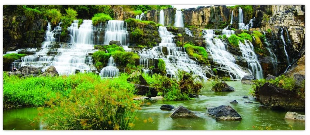 Tablou - cascade cu plante (120x50 cm)