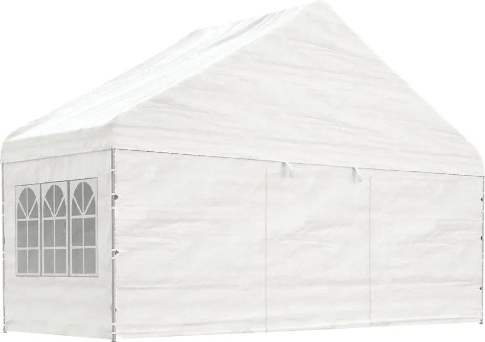 vidaXL Foișor cu acoperiș, alb, 5,88x2,23x3,75 m, polietilenă