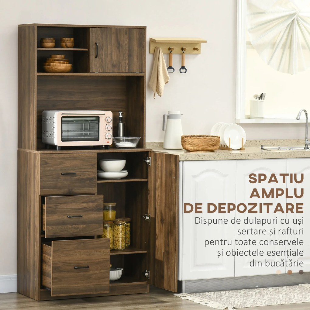 Dulap Modern HOMCOM cu 3 Sertare si Dulapioare din lemn, 80x40x178 cm | Aosom Romania