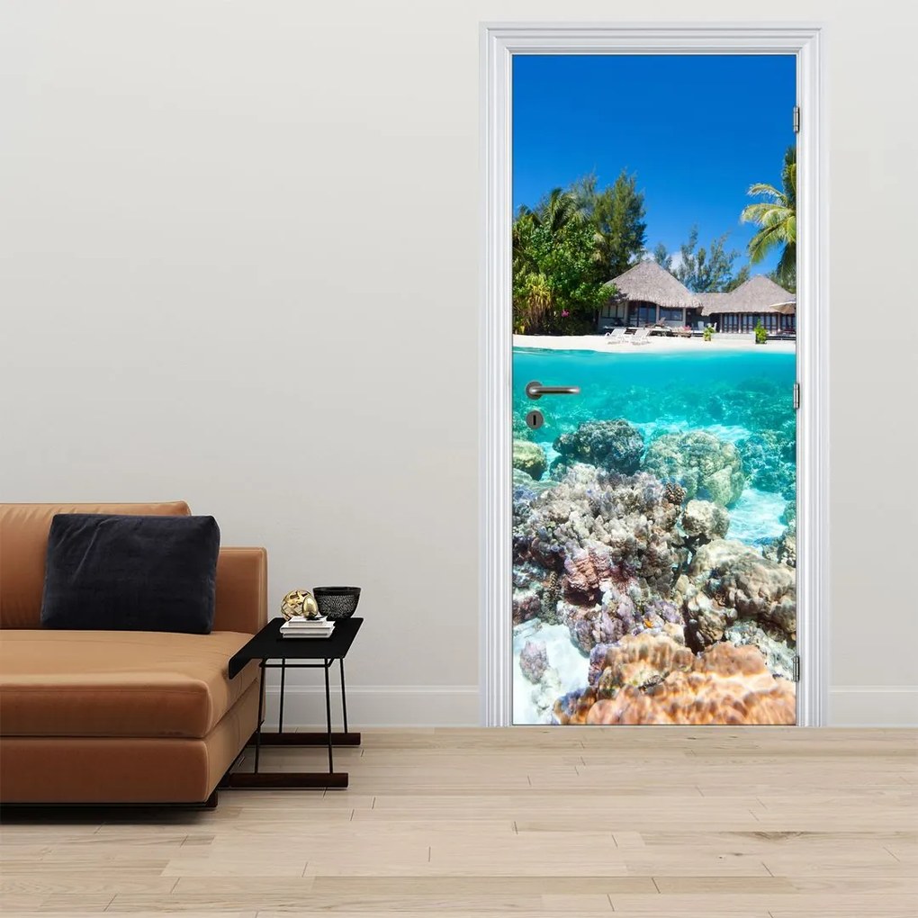 Fototapet pentru ușă - Plajă pe insulă tropicală (95x205cm)