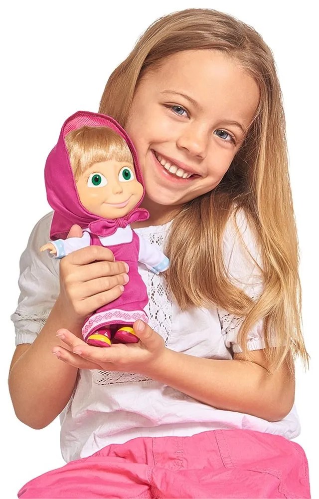 Set jucarii de plus Masha and The Bear, papusa Masha 23 cm si ursulet de plus 43 cm, Simba
