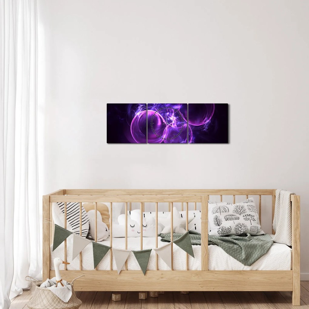 Tablou abstract cu bulbuci (cu ceas) (90x30 cm)
