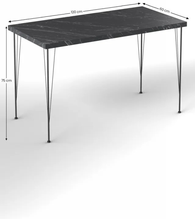 Set Masa si 4 Scaune Bucatarie BNDYMK001, PAL Melaminat / Metal, Negru