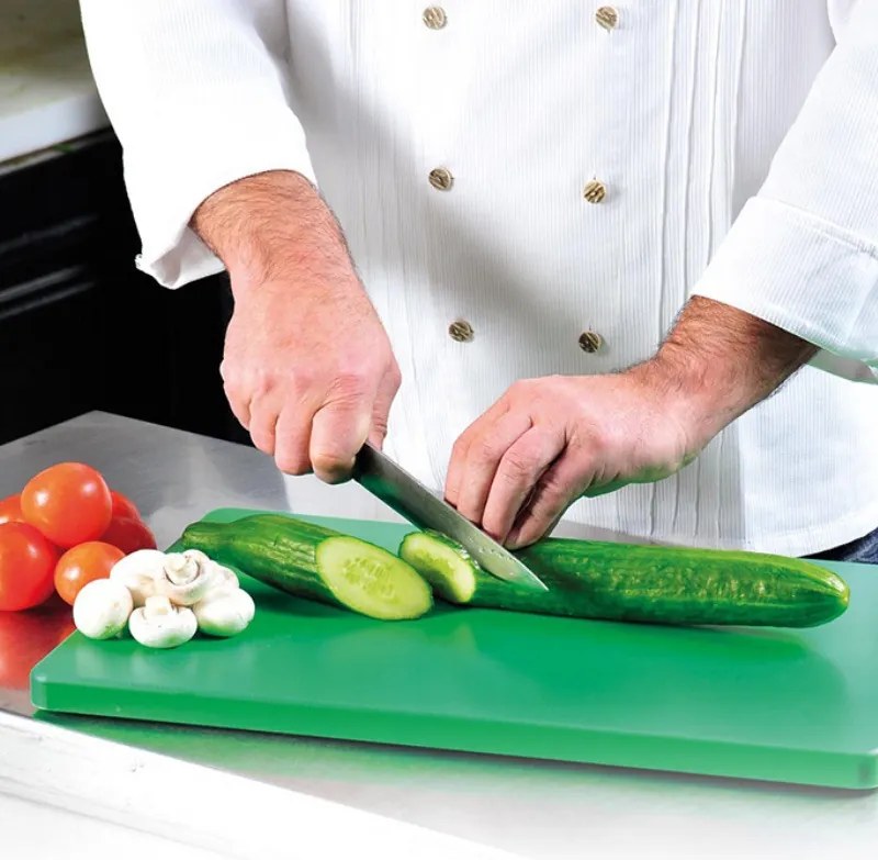 Tocator profesional pentru legume si fructe Kesper 30154, standard HACCP, Gastronorm 1/1, rezistent pana la 95 °C, picioruse antiderapante, suprafata care protejează lamele, verde