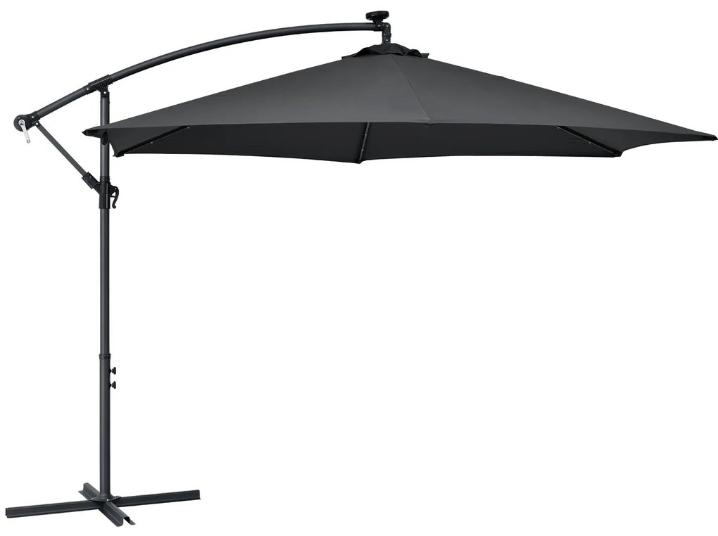 Juskys Umbrelă de soare LED Brazilia 3,5 m - gri închis