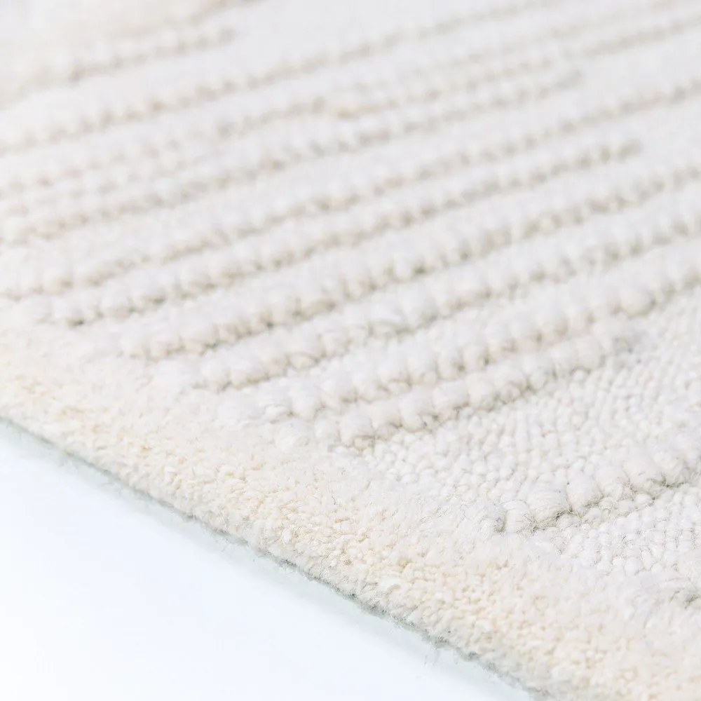 Covor alb țesut manual din amestesc de lână 140x200 cm Sculptured Blocks – Flair Rugs