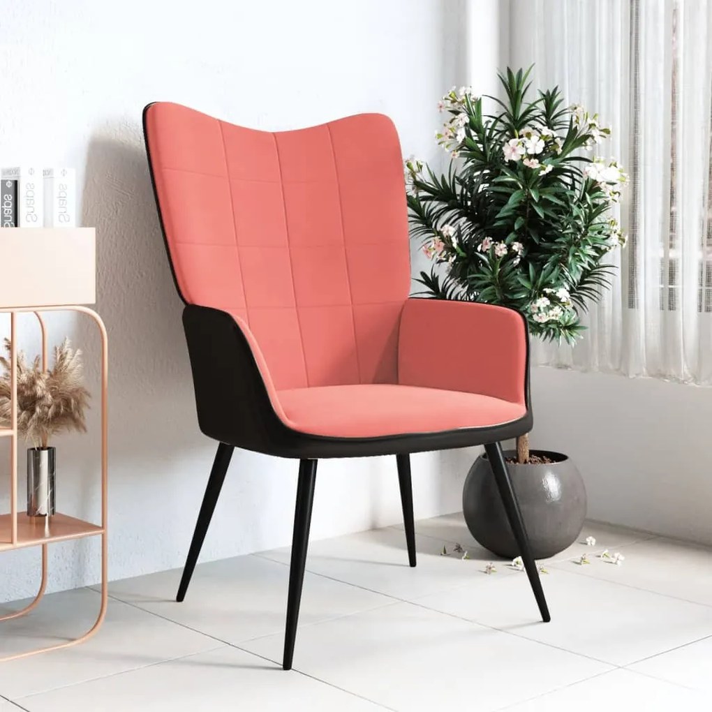 327813 vidaXL Scaun de relaxare, roz, catifea și PVC