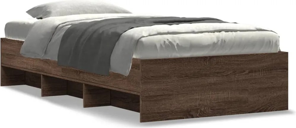 vidaXL Cadru pat fără saltea stejar maro, 90x200 cm, lemn prelucrat
