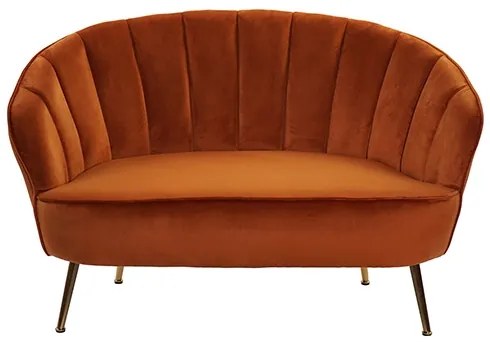 Canapea Amber cu picioare aurii si tapiterie catifelata 120x84 cm
