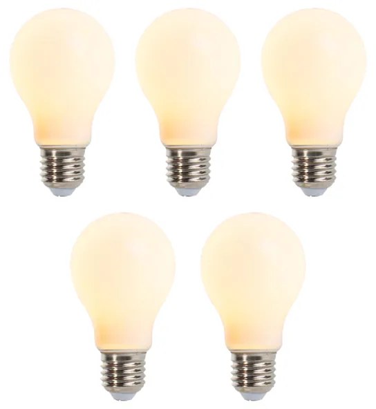 Set de 5 becuri LED cu dimmer E27 A60 mat 5W 380lm