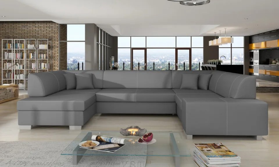 Canapea modulara cu spatiu pentru depozitare, 320x73x207 cm, Havana L02, Eltap (Culoare: Negru / Alb)