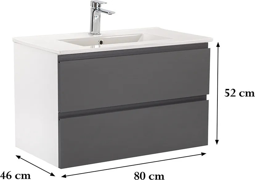 Vario Pull 80 dulap de bază cu chiuvetă alb-antracit