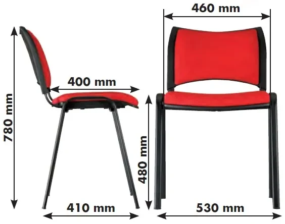 Scaun de conferinta SMART - picioare cromate, rosu