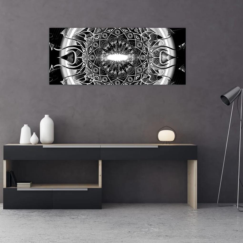 Tablou cu ornamente alb negre (120x50 cm), în 40 de alte dimensiuni noi