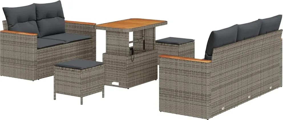 vidaXL Set de canapele pentru grădină 8 pcs Gri poliratan