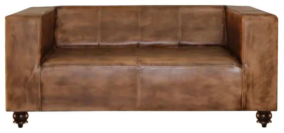 Canapea fixa cu 2 locuri cu tapiterie din piele Jasmin maro