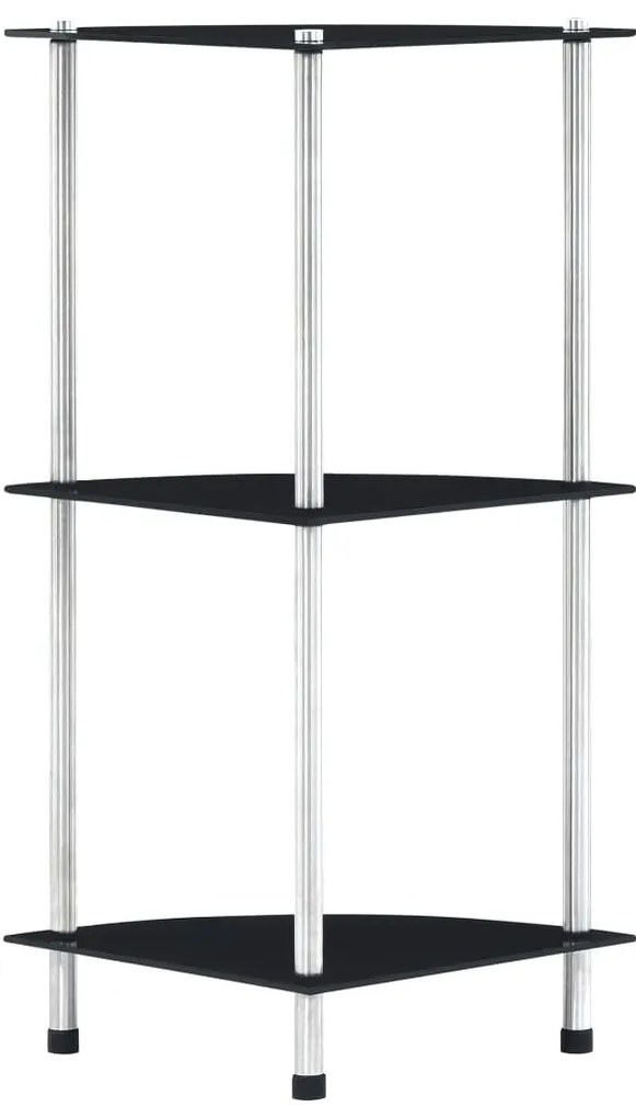 vidaXL Raft cu 3 niveluri, negru, 30 x 30 x 67 cm, sticlă securizată