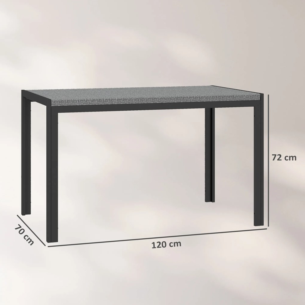 Outsunny Masă de Dining pentru Terasă 120cm, pentru 4 Persoane, Stil Dreptunghiular, Ideală pentru Exterior, Gri | Aosom Romania