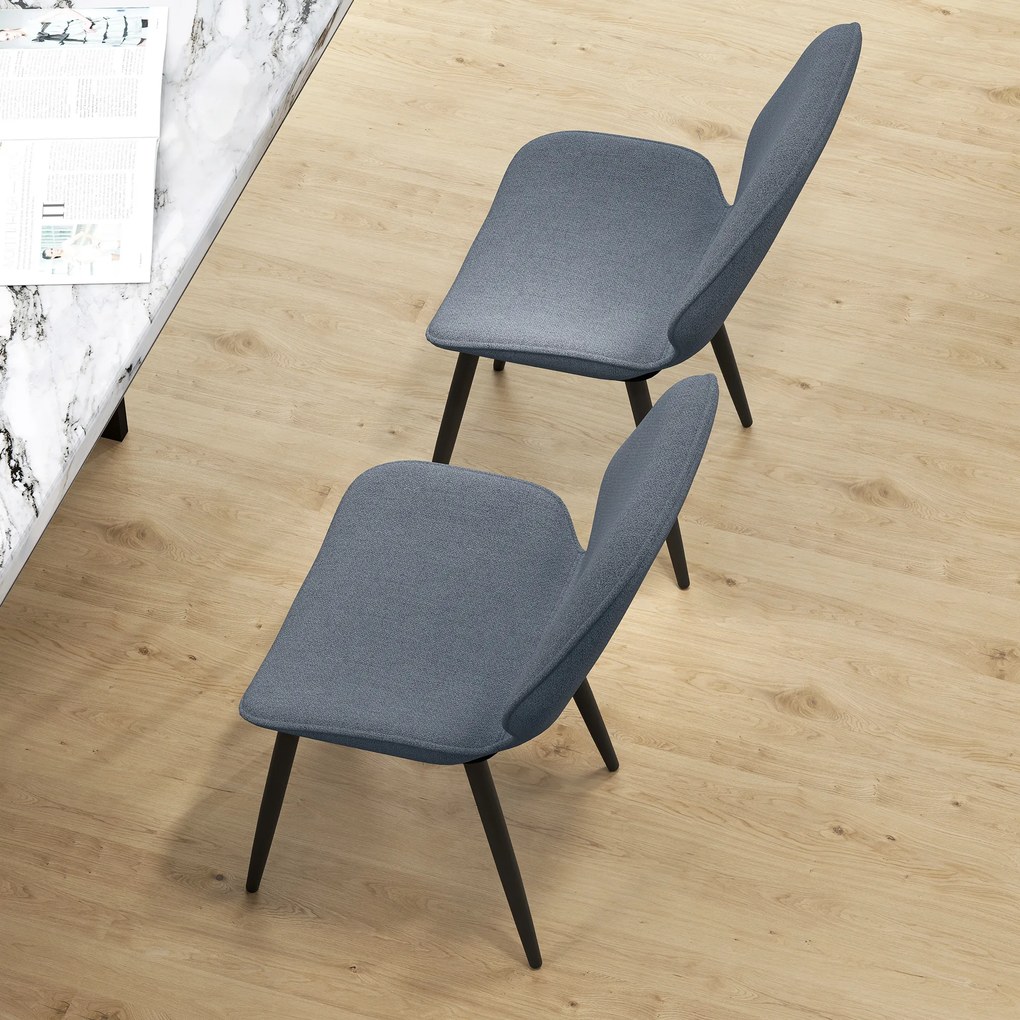 HOMCOM Scaune Tapitate Metalice, Gri Modern | Aosom Romania