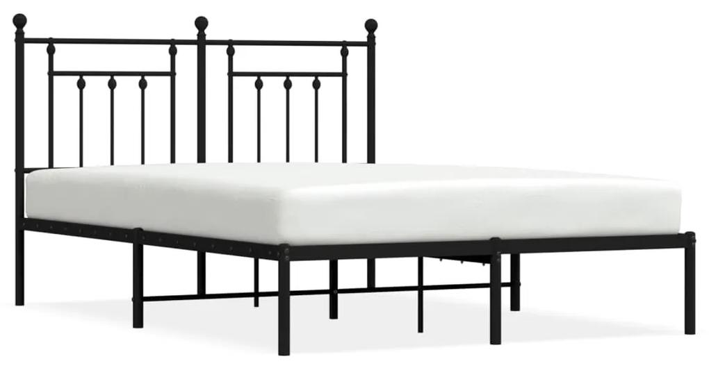 353537 vidaXL Cadru de pat metalic cu tăblie, negru, 140x190 cm